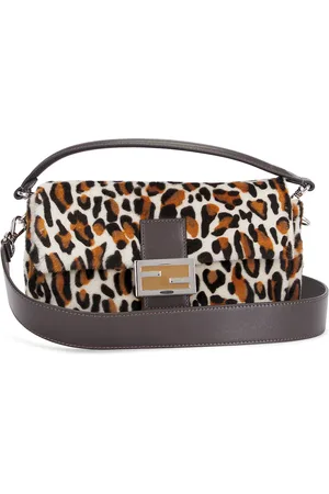 Fendi Leopard Baguette Shoulder Bag in Brown