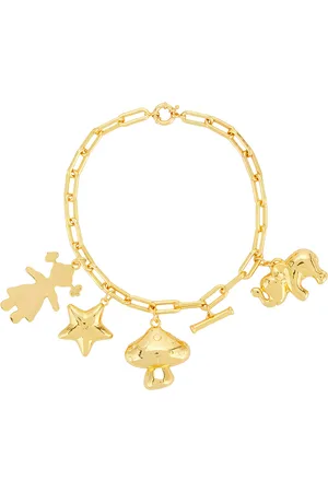Timeless Pearly Girl, Star, Mushroom, & Elephant Charm Necklace in Metallic