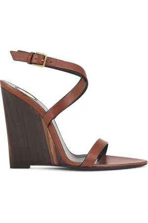 Saint Laurent Wedge Sandal in Brown