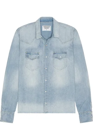 Midnight Distressed Denim Shirt in Blue