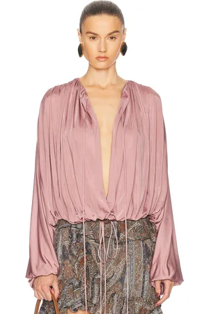 Saint Laurent Long Sleeve Blouse in Mauve