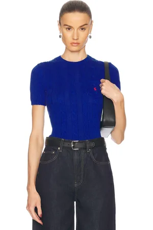 Ralph Lauren Cable-knit Cotton Short-sleeve Sweater in Blue