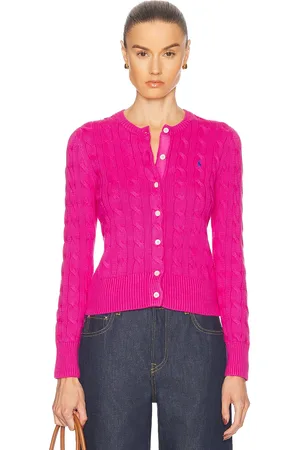 Ralph Lauren Cable-knit Cotton Crewneck Sweater in Pink