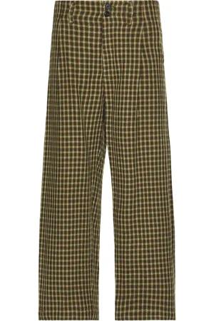 Nicholas Daley Wide Leg Pleated Trousers in Brown