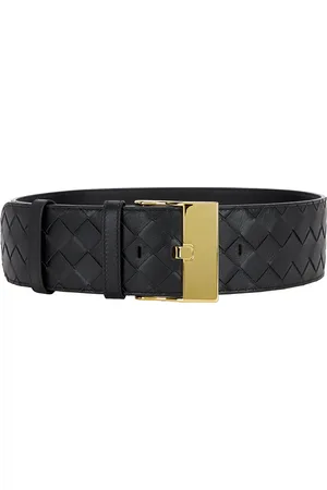 Bottega Veneta Large Watch Intrecciato Belt in Black