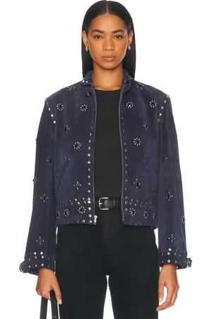 BODE Studded Howard Suede Jacket in Blue