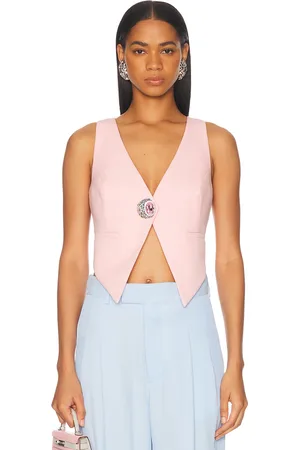 AREA Crystal Gemstone Cluster Gilet in Pink