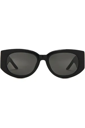 Casablanca Acetate Metal Oval Wave Sunglasses in Black