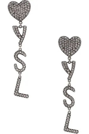 Saint Laurent YSL Earrings in Metallic Silver