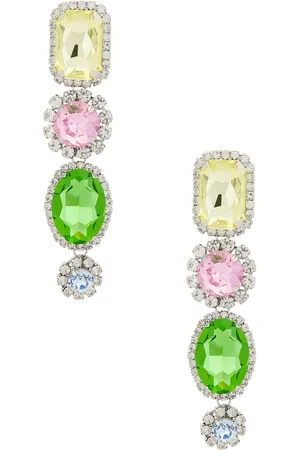 AREA Crystal Drop Earrings in Pink,Green