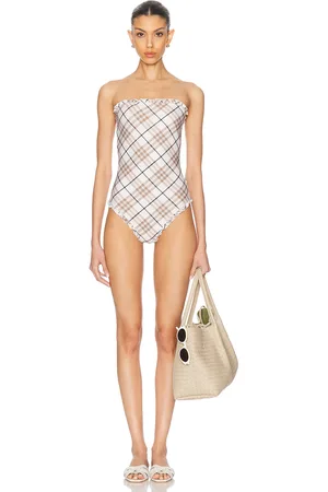 Burberry One Piece Swimsuit in Beige