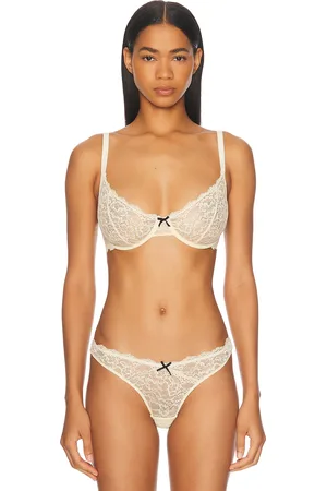 FLEUR DU MAL Bianca Lace Balconette Bra in Cream