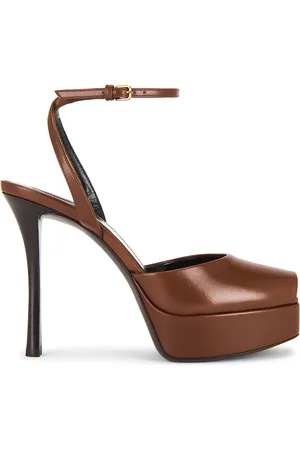 Saint Laurent La Scandale Sandal in Brown