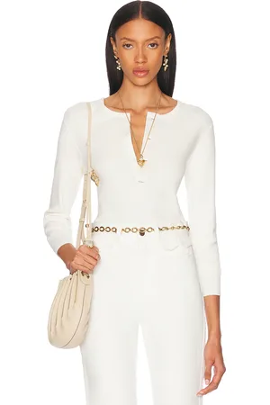 Chloé Long Sleeve Polo Top in Cream