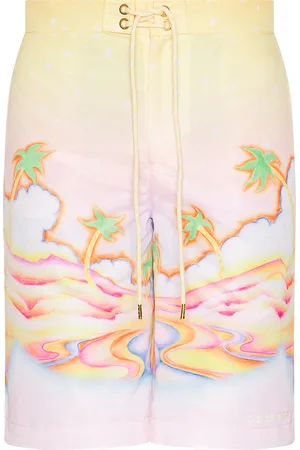 Casablanca Printed Swim Boarder Shorts in Blush,Yellow