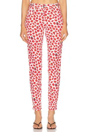 VERSACE High Waisted Pant in Red