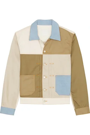Givenchy Pleated And Snapped Denim Jacket in Multicolor in Ivory