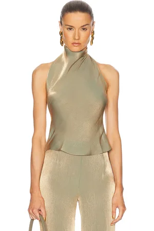 PRISCAVera Bias Halter Top in Olive