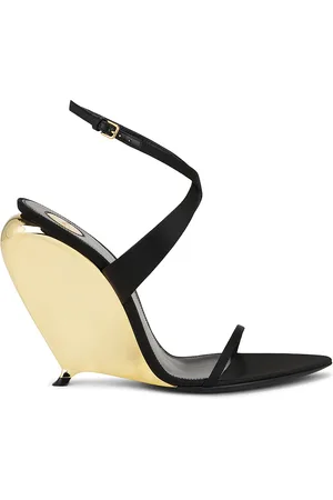 Saint Laurent Gippy Wedge Sandal in Black