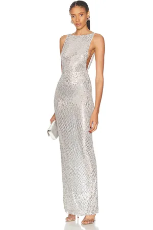Retrofete Asha Sequin Dress in Metallic Silver