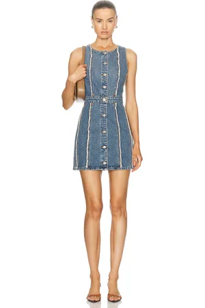 RE/DONE Fray Denim Dress in Denim-Medium