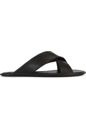 Saint Laurent Talha Flat Sandal in Chocolate,Black