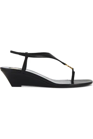 Saint Laurent Bridget Wedge Sandal in Black