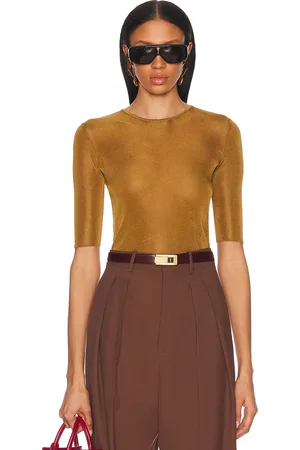 Saint Laurent Short Sleeve Top in Mustard