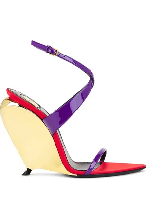 Saint Laurent Gippy Wedge Sandal in Purple