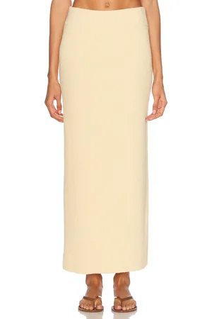 ENZA COSTA Boucle Knit Skirt in Cream