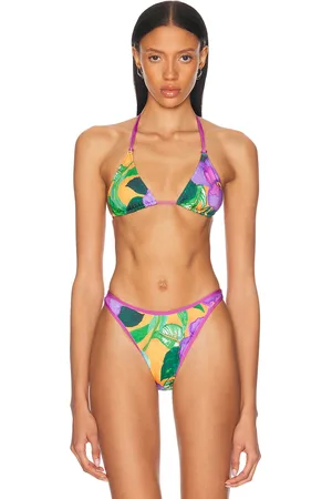 Heavy Manners Double String Bikini Top in Purple,Green