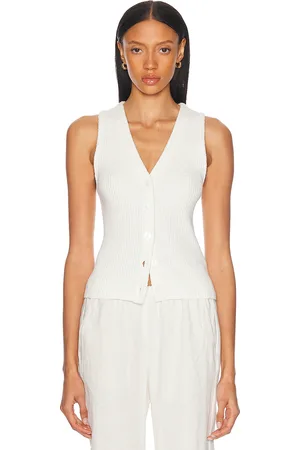 ENZA COSTA Boucle Knit Vest in White