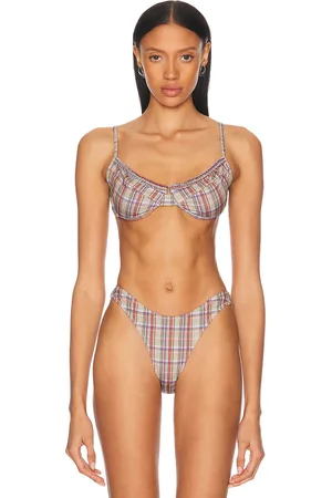 Heavy Manners Ruffled Up Underwire Bikini Top in Taupe