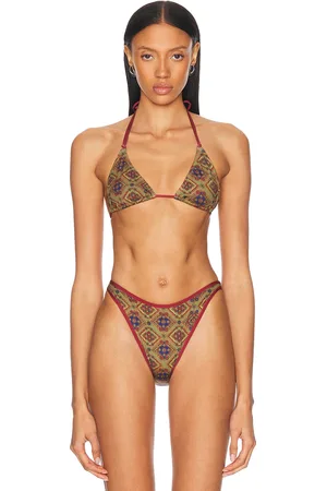 Heavy Manners Double String Bikini Top in Olive