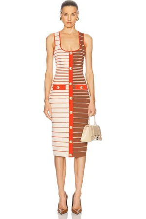 Retrofete Lyle Dress in Cream,Brown