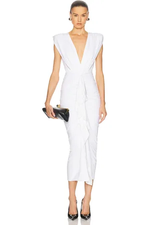 ALEXANDRE VAUTHIER Ruched Midi Dress in White