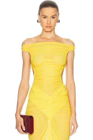 Atlein Cut Out Ruched Top in Yellow