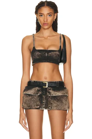 Miu Miu Denim Bralette Top in Brown