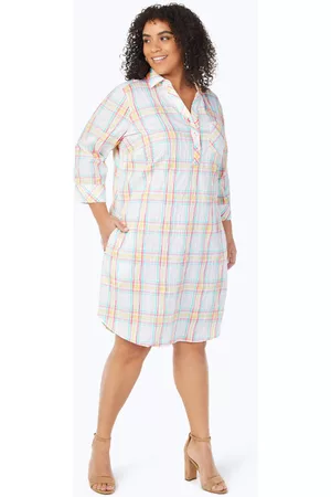 Foxcroft Women Dresses - Plus Crinkle Airy Plaid Dress