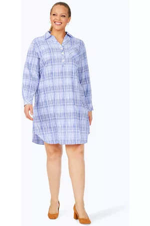 Foxcroft Delaney Plus Purely Plaid Crinkle Dress