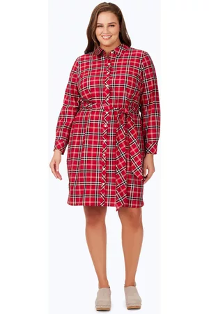 Foxcroft Women Casual Dresses - Plus Holiday Plaid Non-Iron Dress