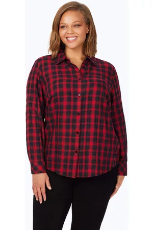 Foxcroft Women Shirts - Rhea Plus Brushed Scotch Plaid Shirt