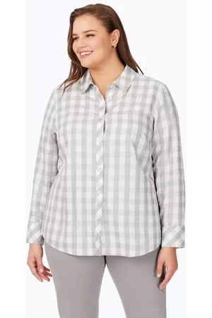 Foxcroft Davis Plus Metallic Buffalo Plaid Shirt