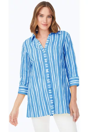 Foxcroft Women Tunics - Pamela Beach Stripe Crinkle Tunic