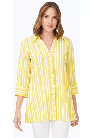 Foxcroft Women Tunics - Pamela Beach Stripe Crinkle Tunic