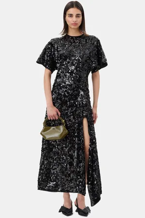 Ganni Velvet Sequins Long Dress