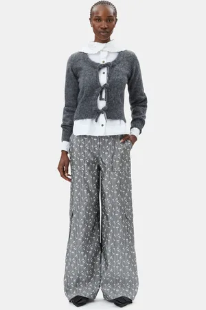 Ganni Grey Jacquard Cargo Pants