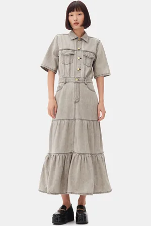 Ganni Grey Future Long Denim Dress