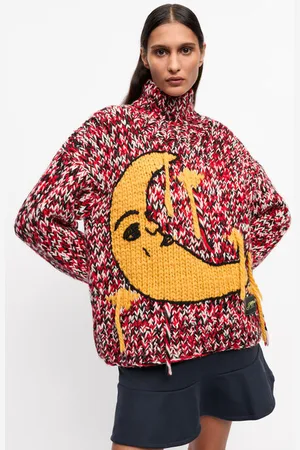 Ganni Red Handknit High Neck Sweater