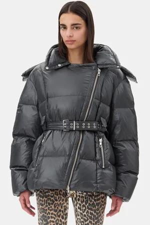 Ganni Black Shiny Nylon Puffer Jacket
